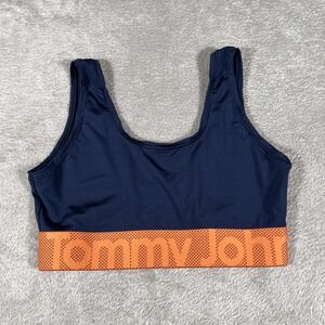 Tommy John 360 Scoop Bralette Womens Medium Navy Orange Logo Band Mesh Wireless